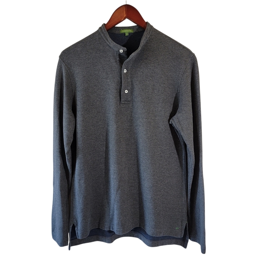 SID MASHBURN Heather Gray Cashmere Blend Henely Sweater Men's Sz M Quite Luxury